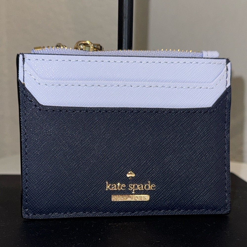 kate spade Black and White Card Holder with Gold Hardware